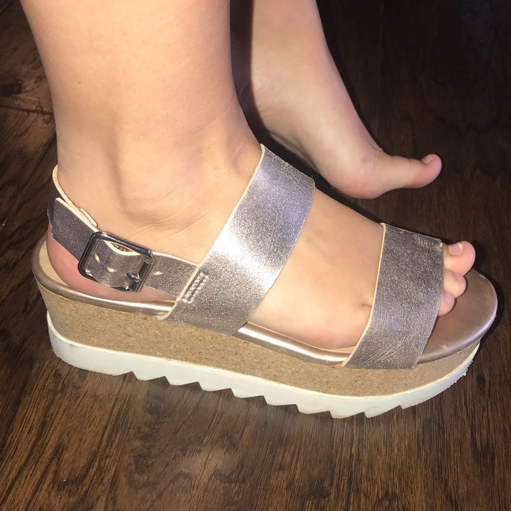 Rose gold platform sandals